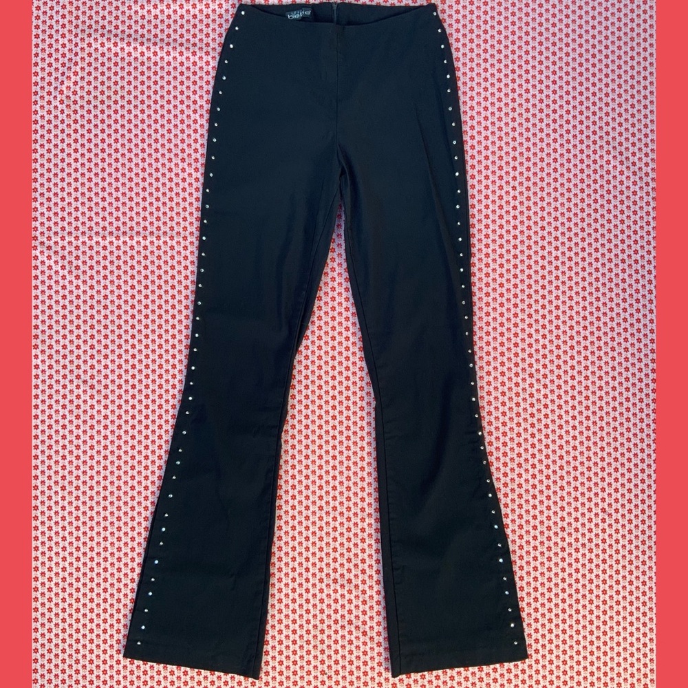 bebe y2k 90's blinged rhinestone flare pants